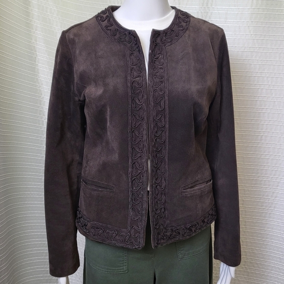 CHICO'S Suede Bolero Jacket Short Mocha Brown Women's XS/S - Picture 9 of 10